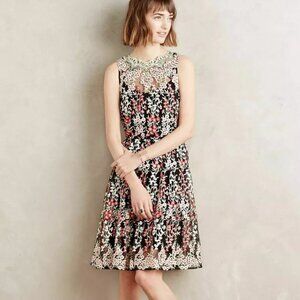 Anthropologie HD in Paris Embroidered Emilia Dress Sz 8